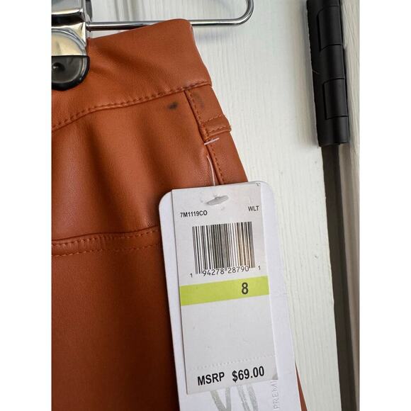 Seven7 Vegan Faux Leather Cropped Pants walnut orange sz 8 New - Picture 7 of 7